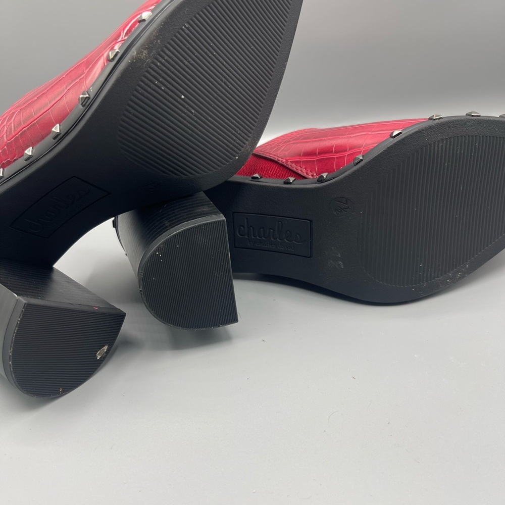 Charlies Red Croc-Patterned Mules View 4